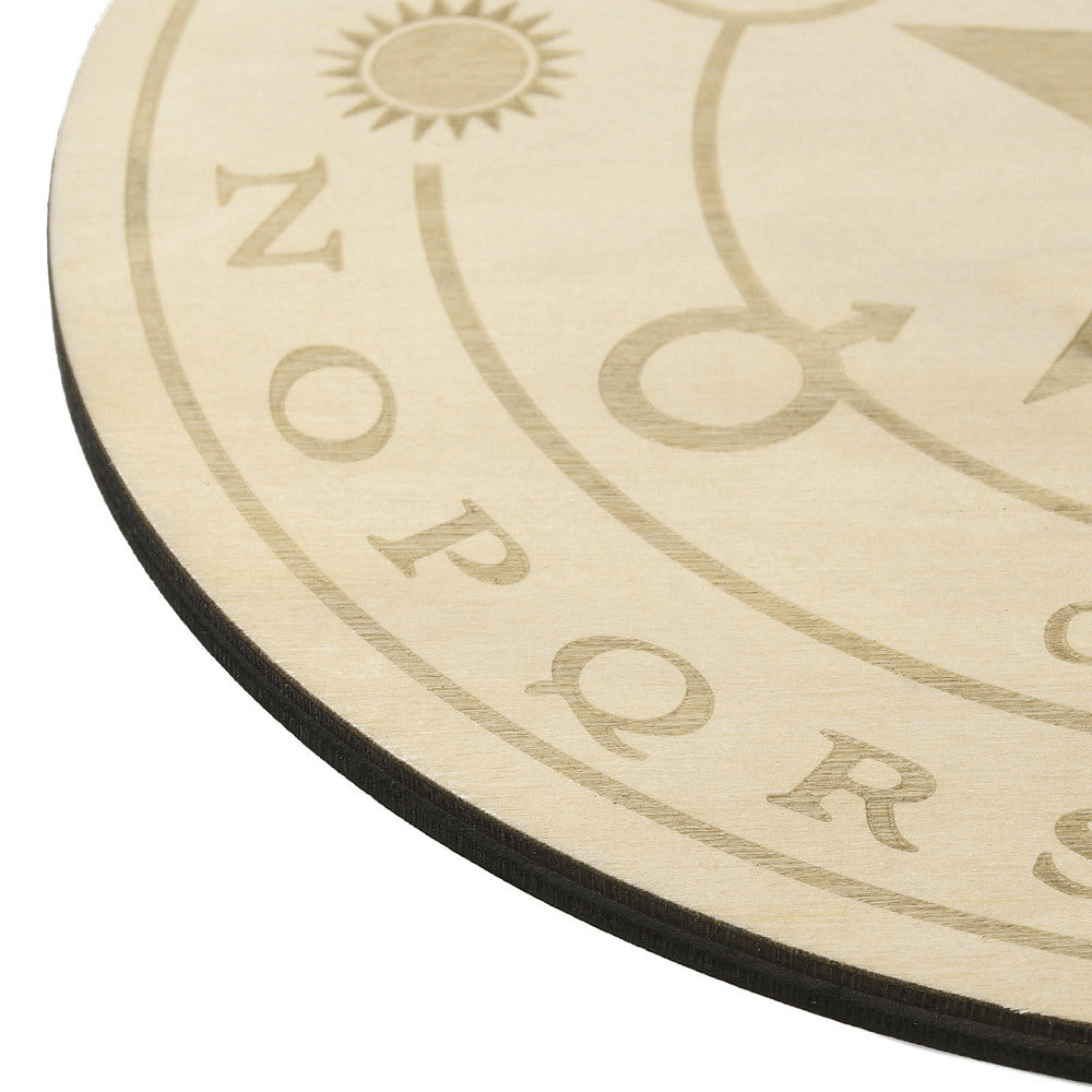 Wooden Pendulum Board for Divination & Witchcraft – 7.8" Dowsing Board with Wood-Burned Designs | Hecate, Triple Goddess, Pentacle, Cauldron