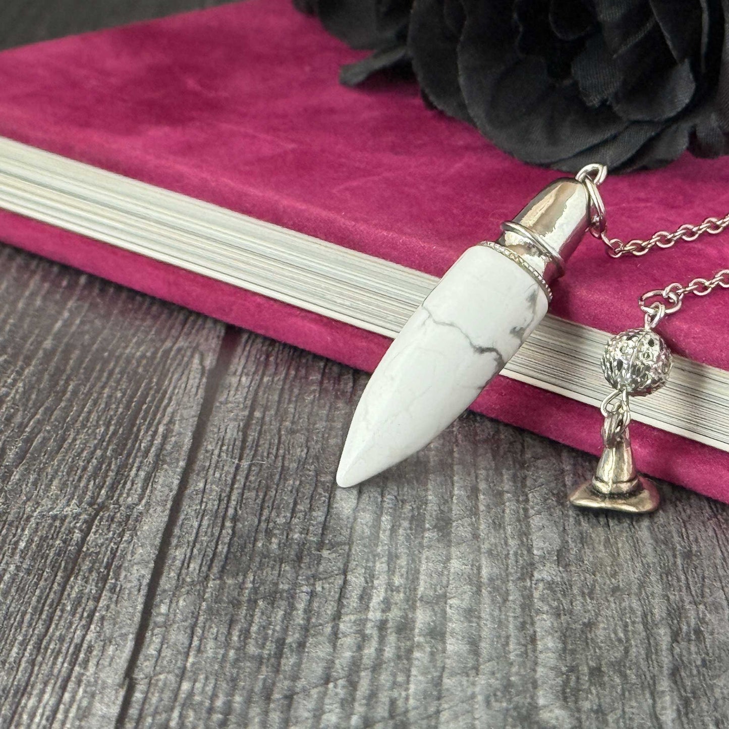 Bullet Dowsing Pendulum: Mixed Gemstone with Platinum-Plated Brass Findings