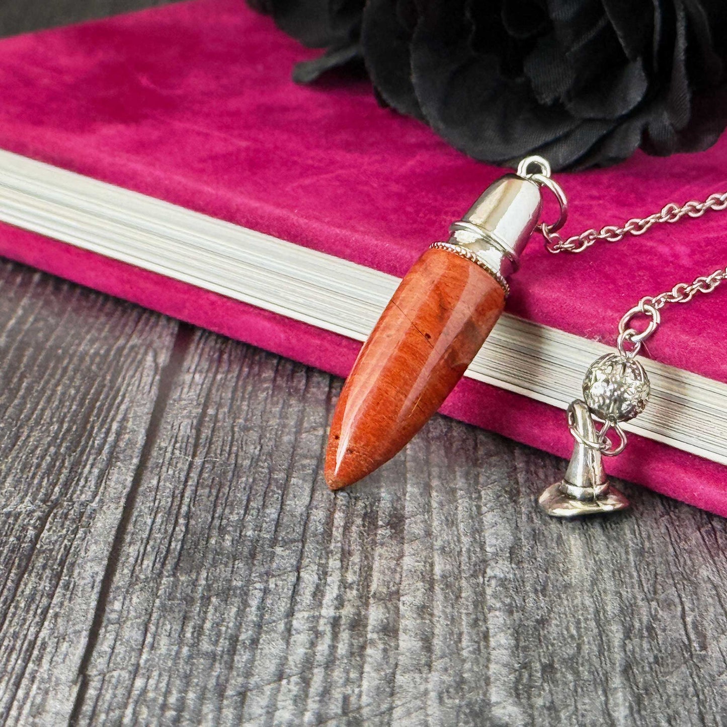 Bullet Dowsing Pendulum: Mixed Gemstone with Platinum-Plated Brass Findings