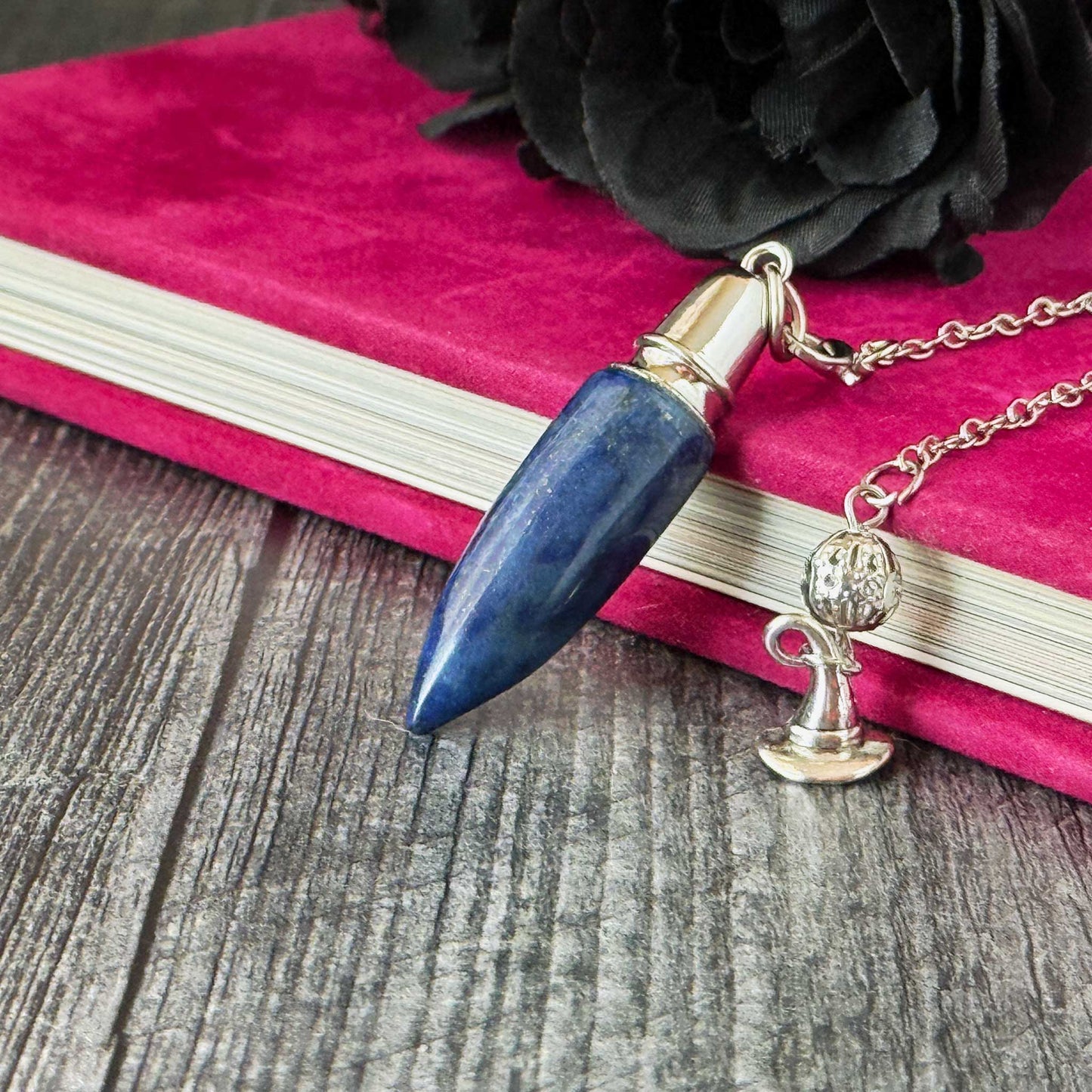 Bullet Dowsing Pendulum: Mixed Gemstone with Platinum-Plated Brass Findings