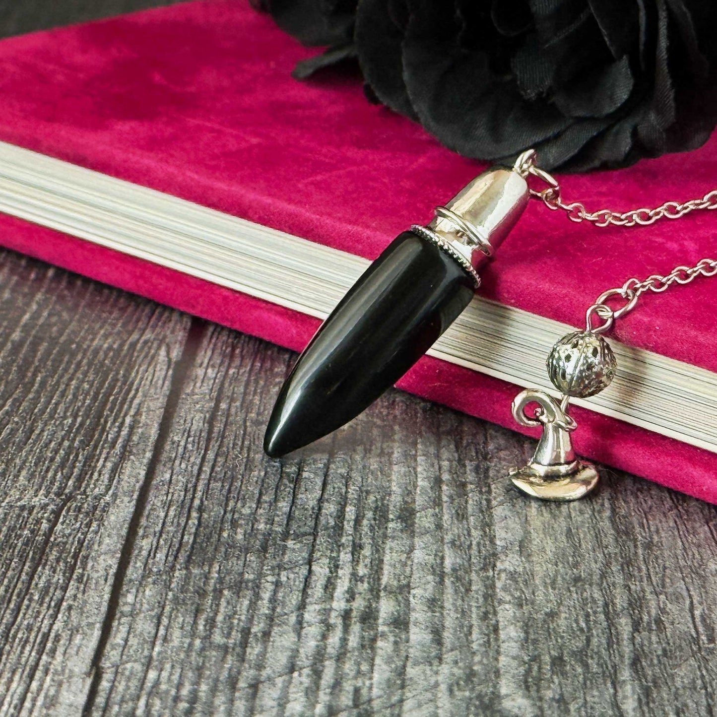 Bullet Dowsing Pendulum: Mixed Gemstone with Platinum-Plated Brass Findings