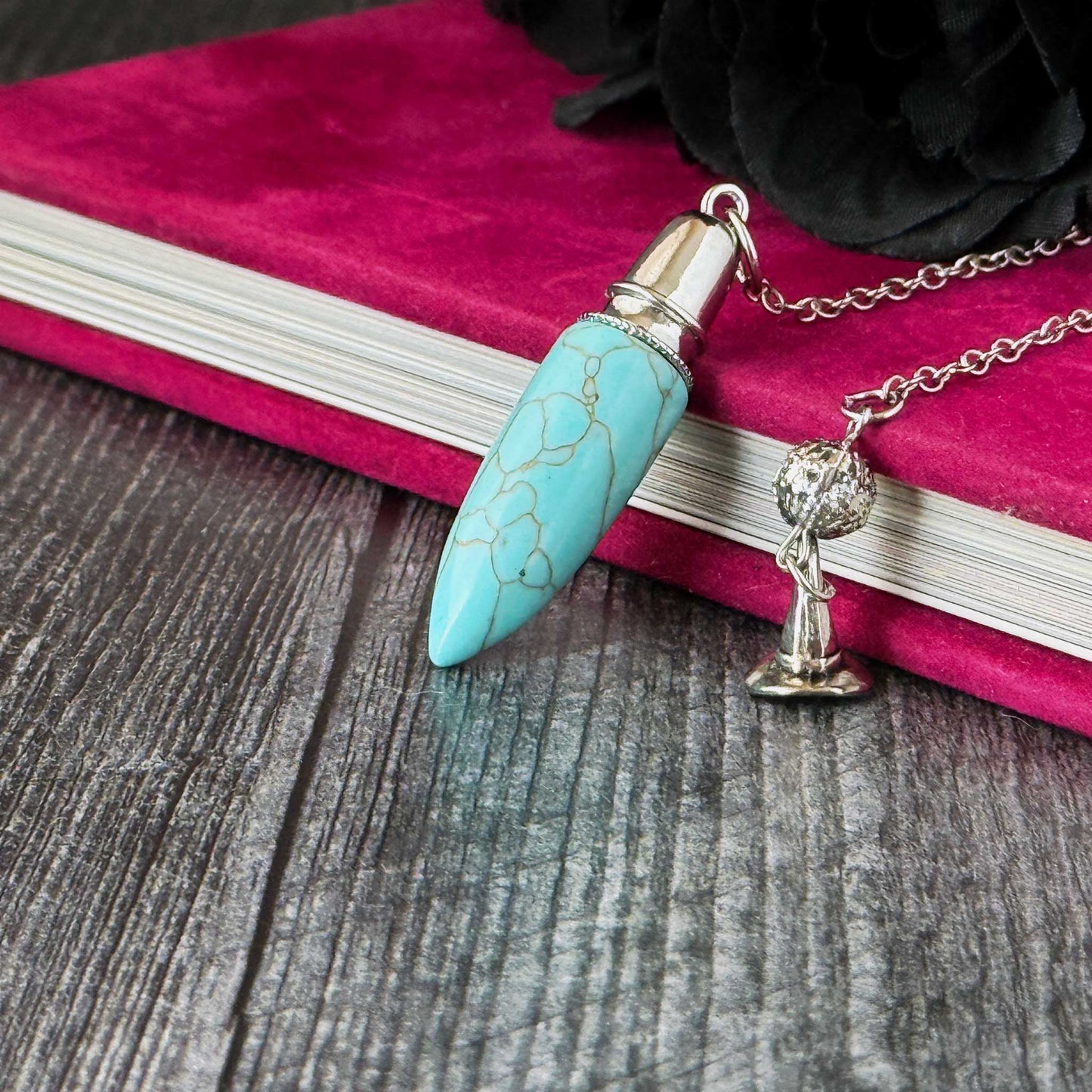 Bullet Dowsing Pendulum: Mixed Gemstone with Platinum-Plated Brass Findings