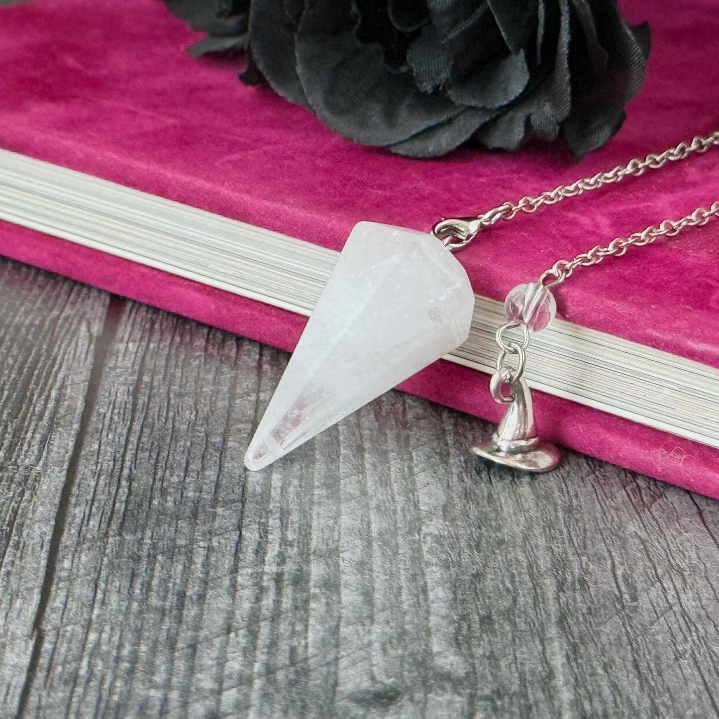 Hexagon Point Pendulum: Natural & Synthetic Mixed Stones with Lobster Claw Clasp