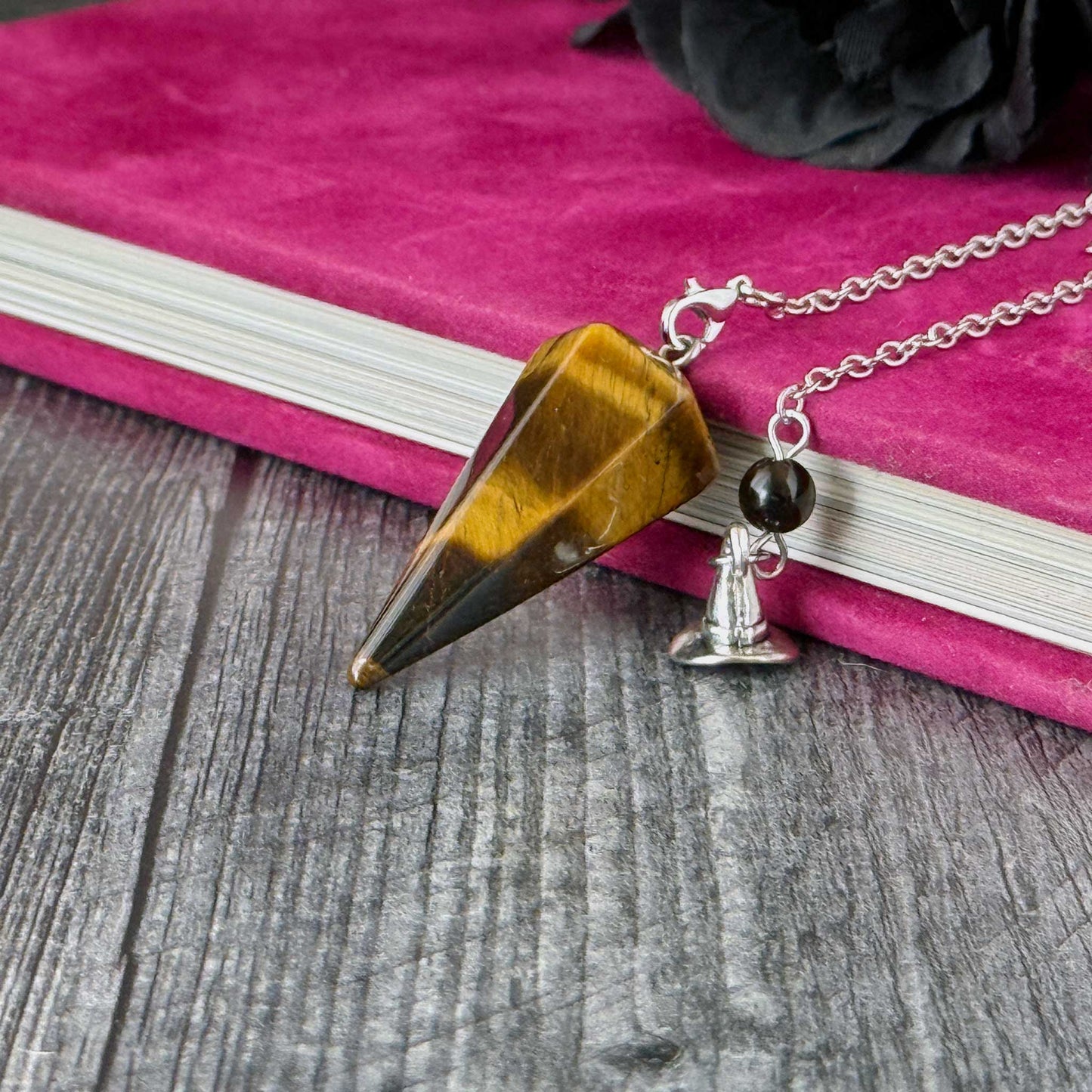 Hexagon Point Pendulum: Natural & Synthetic Mixed Stones with Lobster Claw Clasp