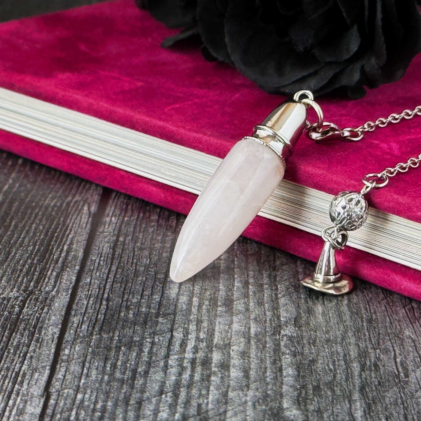 Bullet Dowsing Pendulum: Mixed Gemstone with Platinum-Plated Brass Findings